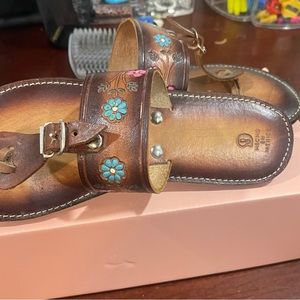 Hand made leather sandals never worn. Made in Mexico.